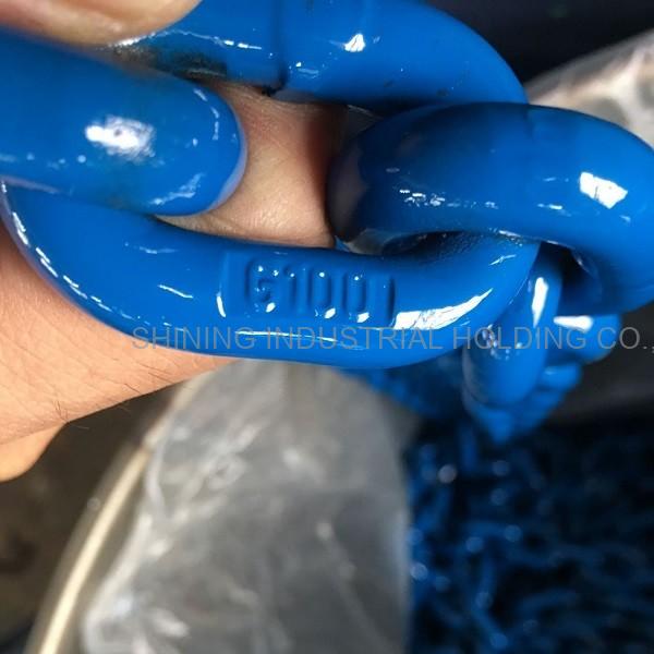 Grade 100 chain, size 3/8 inch, working load limit 8800 LBS