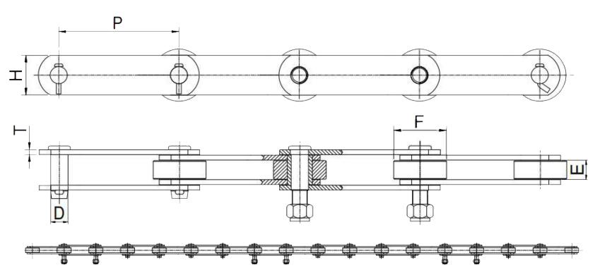 Metrische ketting met bevestigingsonderdelen te koop