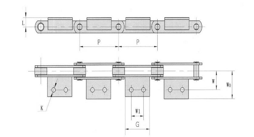 Metrische ketting met bevestigingen
